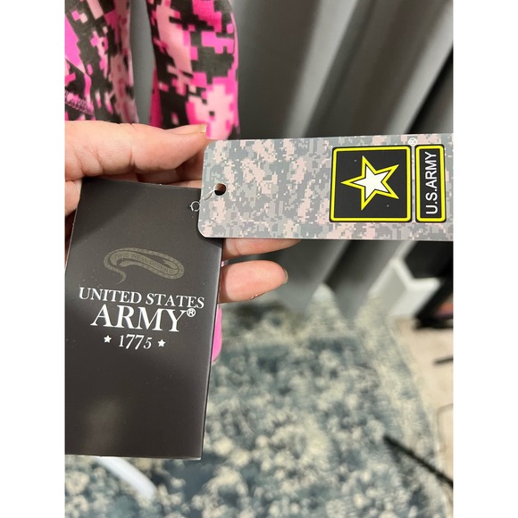 US Army Blaze Pink Camo Jersey Hoodies Zip Hooded Jacket Small - Picture 7 of 10